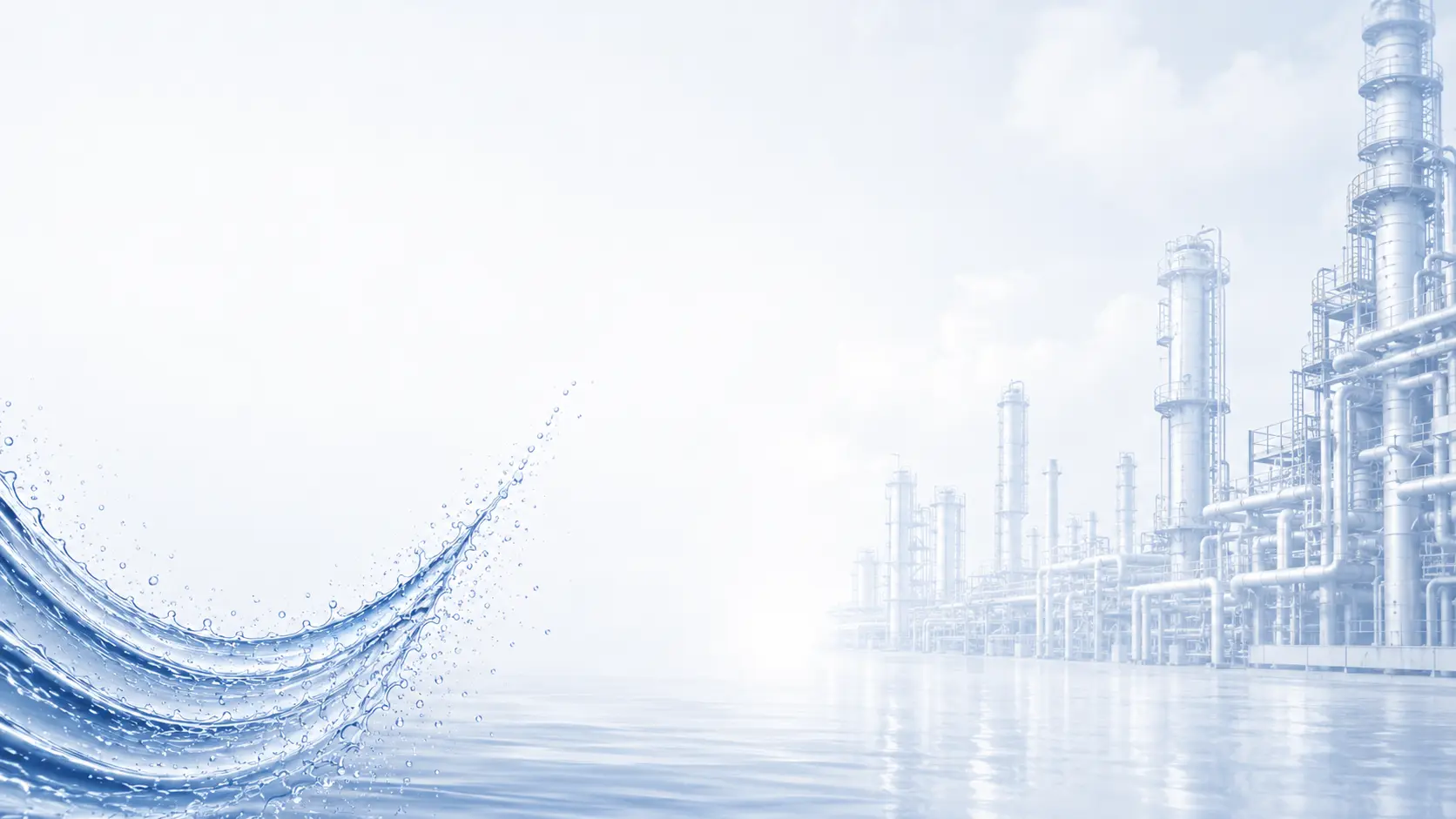 Helle Industrieanlage mit Wasserbewegung