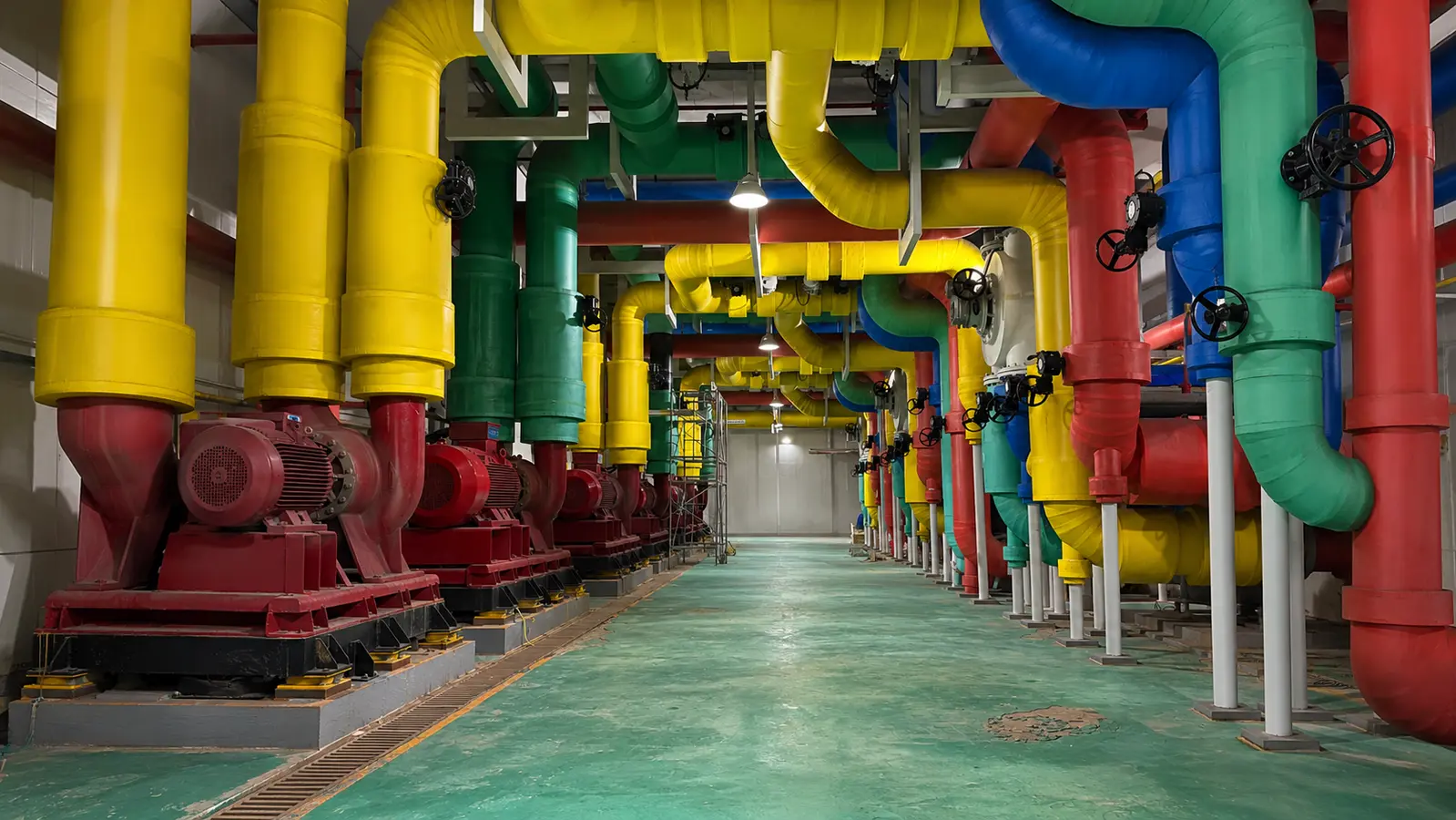 Pumpenraum eines großen zentralen Kühlsystems